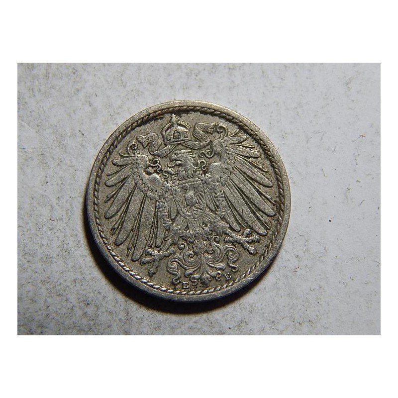Německo Císařství 5 Pfennig 1912 E R XF č21058 Německo Císařství 5 Pfennig 1912 E R XF č21058