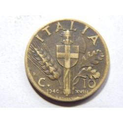 Itálie 10 Centesimi 1940 Bronz VF-XF č20001 