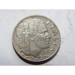 Itálie 20 Centesimi 1940 magnetická, vroubkovaná hrana XF č20049 
