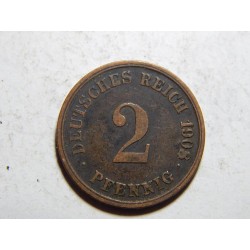 Německo Císařství 2 Pfennig 1908 G RR XF č38501