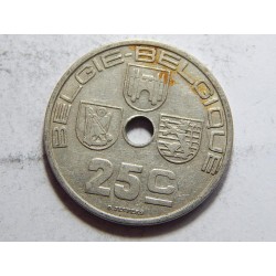 Belgie N. legenda 25 Centimes 1938 XF č36645 