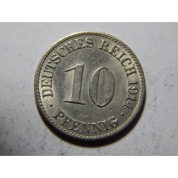 Německo Císařství 10 Pfennig 1914 A XF-UNC č20808 