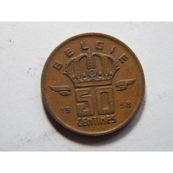 Belgie N. legenda 50 Centimes 1958 XF-UNC č22041 