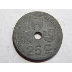 Belgie N. legenda 25 Centimes 1943 Zn VF č21932 