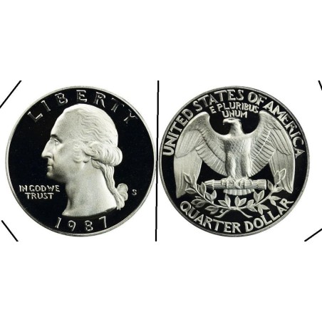 USA 1x mince ¼ Dollar 1987 S Washington PROOF čŠU002