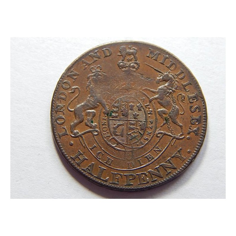 Anglie 1790's Half Penny Token XF č00768 Anglie 1790's Half Penny Token XF č00768