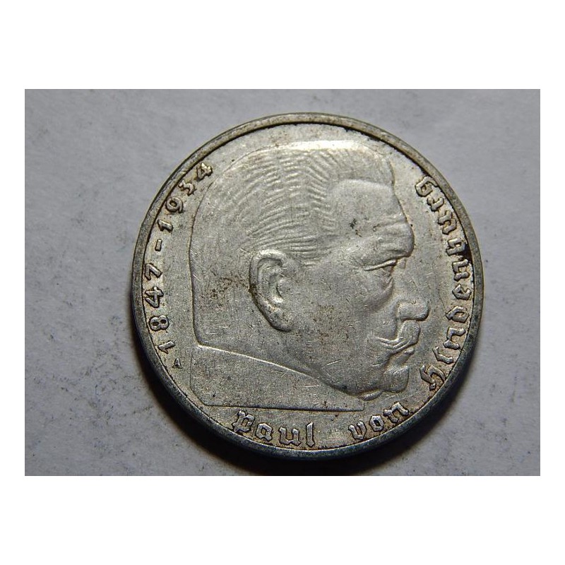 Německo 3. Říše 2 Mark 1939 A Ag XF č24175 Německo 3. Říše 2 Mark 1939 A Ag XF č24175