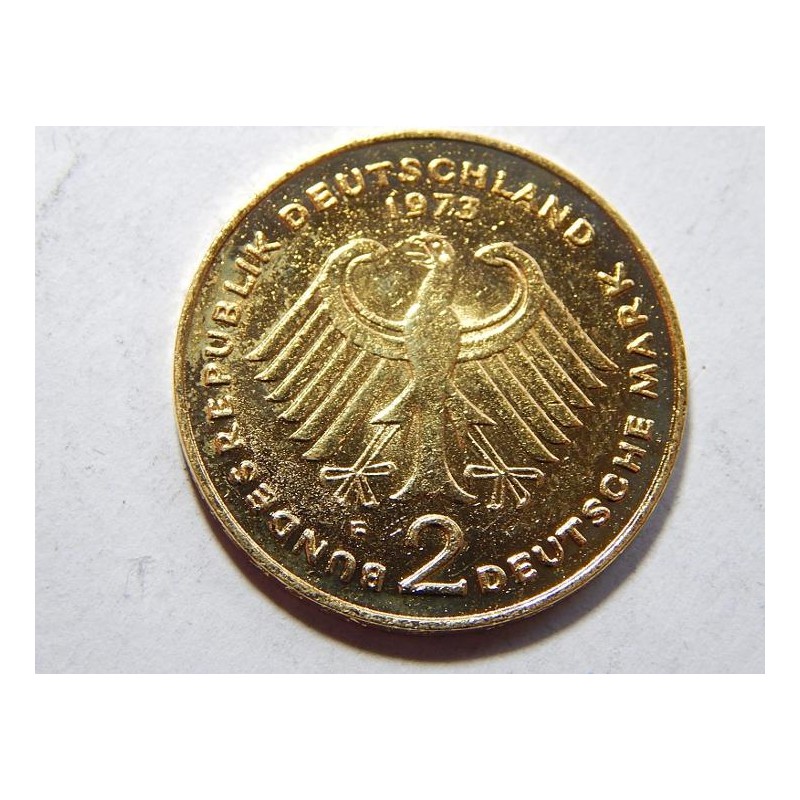 Německo BRD pozlacená 2 Mark 1973 F XF č23158 Německo BRD pozlacená 2 Mark 1973 F XF č23158
