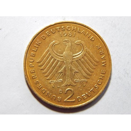 Německo BRD pozlacená 2 Mark 1981 D XF č23139 