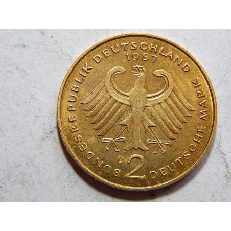 Německo BRD pozlacená 2 Mark 1987 D UNC č23037 