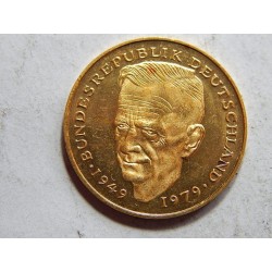 Německo BRD pozlacená 2 Mark 1990 D XF-UNC č23025 