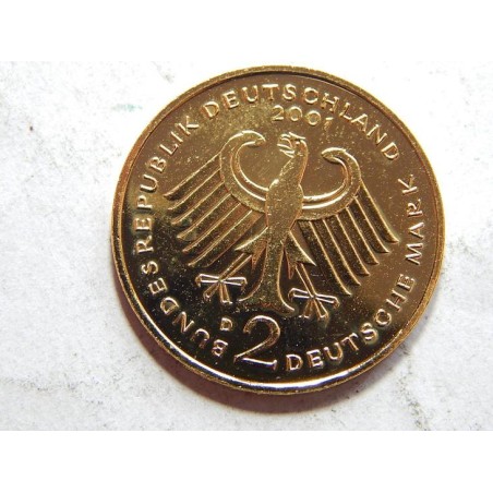 Německo BRD pozlacená 2 Mark 2001 D UNC č23013 