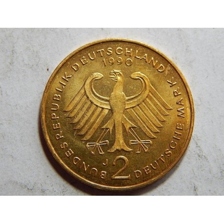 Německo BRD pozlacená 2 Mark 1990 J XF č23001 