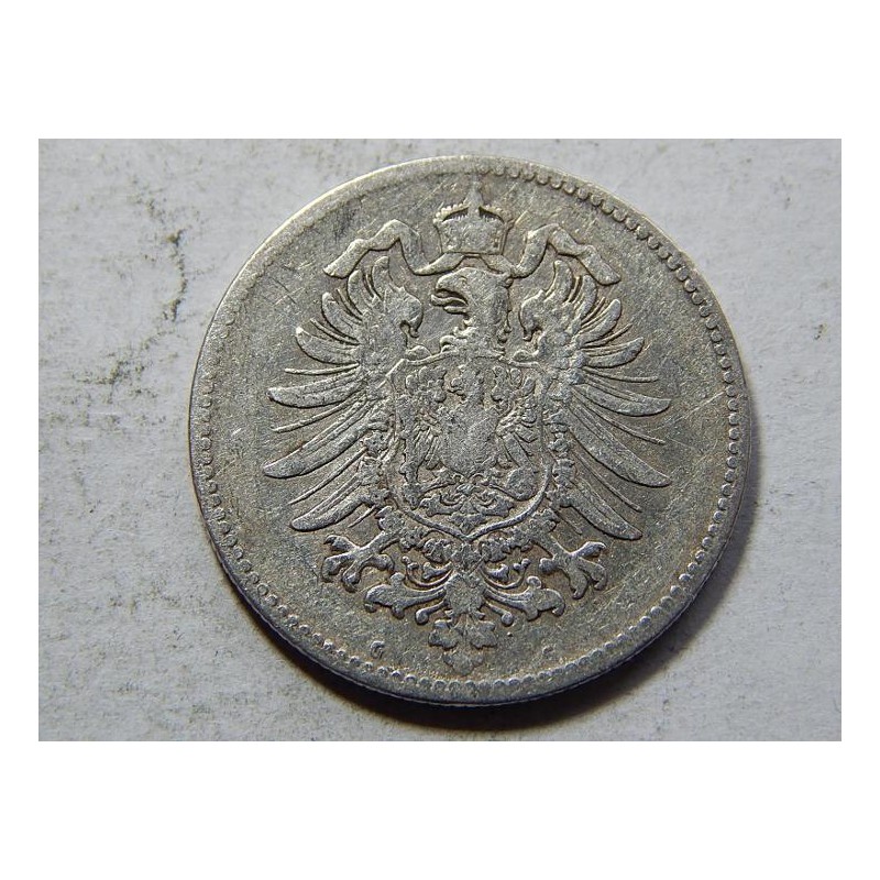 Německo Císařství 1 Mark 1875 G Ag VF-XF č21492 Německo Císařství 1 Mark 1875 G Ag VF-XF č21492