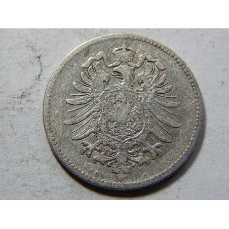 Německo Císařství 1 Mark 1875 G Ag VF-XF č21492