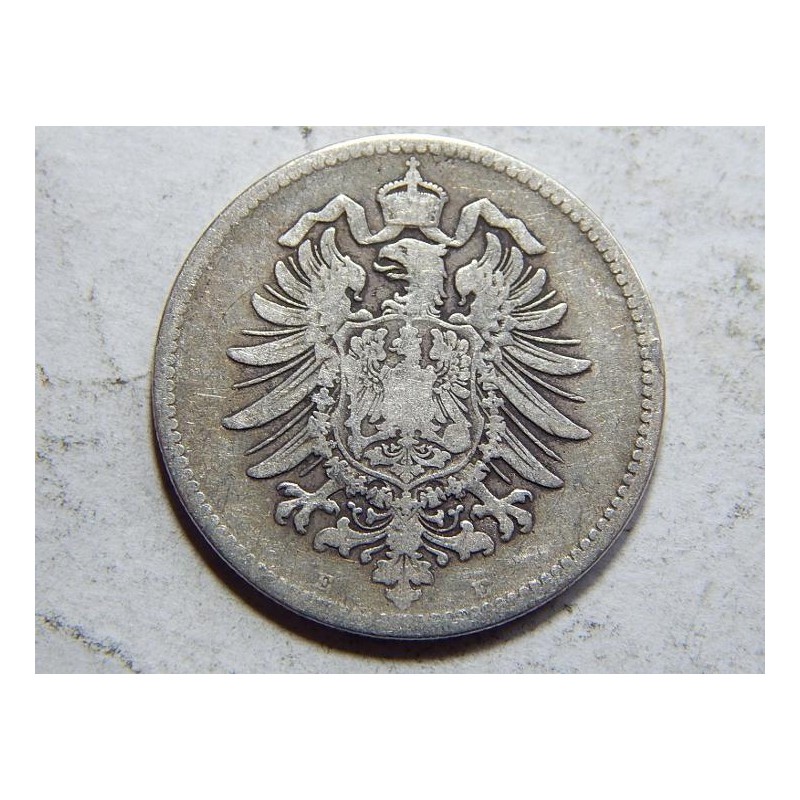 Německo Císařství 1 Mark 1875 E Ag VF č20952 Německo Císařství 1 Mark 1875 E Ag VF č20952