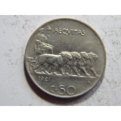 Italie 50 Centesimi 1921 R magnetická XF č31621 