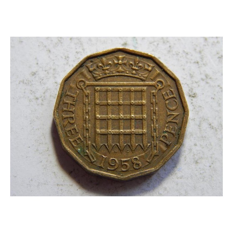Anglie 3 Pence 1958 VF-XF č31694 Anglie 3 Pence 1958 VF-XF č31694