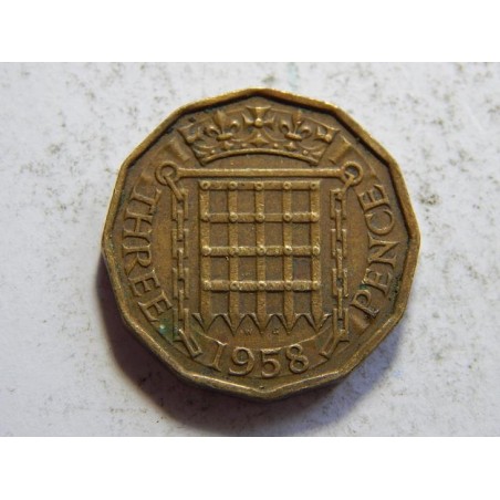 Anglie 3 Pence 1958 VF-XF č31694 
