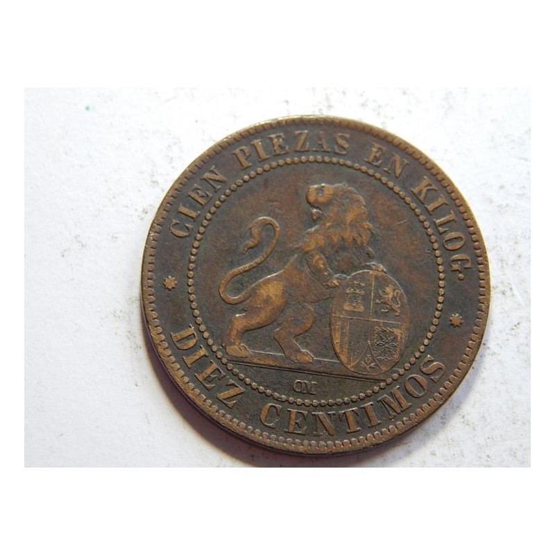 Španělsko 10 Centimos 1870 OM VF-XF č31548 Španělsko 10 Centimos 1870 OM VF-XF č31548