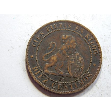 Španělsko 10 Centimos 1870 OM VF-XF č31548 