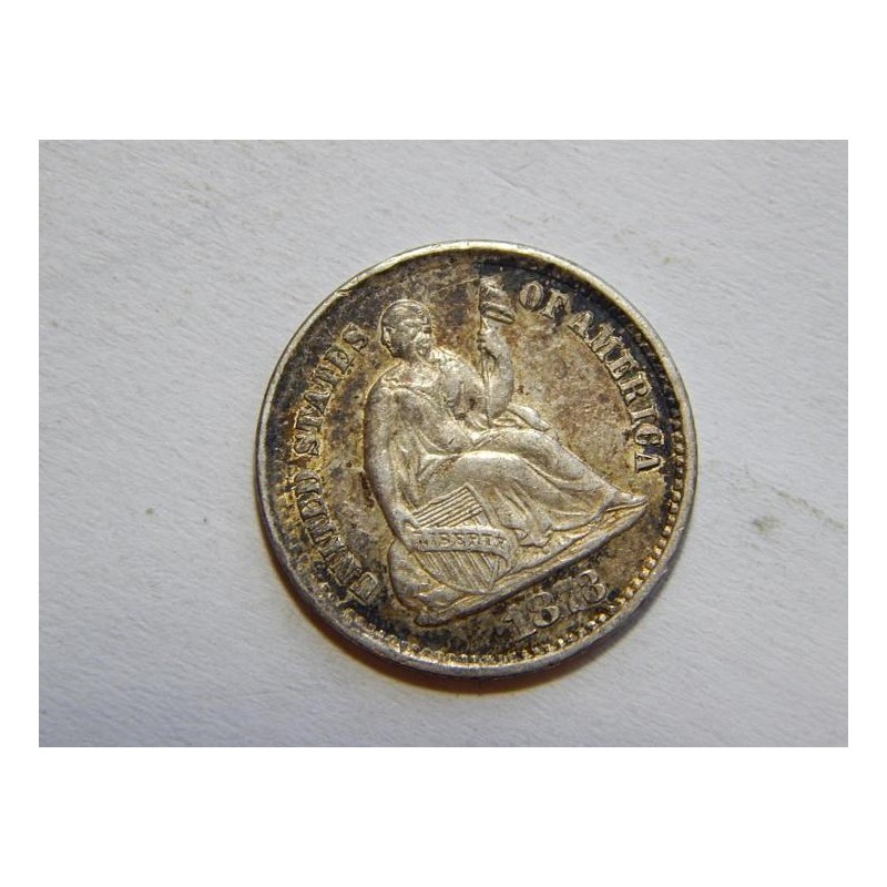 USA ½ Dime 1873 S RR Ag UNC č00805 USA ½ Dime 1873 S RR Ag UNC č00805