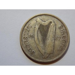 Irsko ½ Crown 1937 RRR! VF-XF č00518