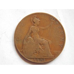 Anglie 1 Penny 1908 F-VF č25772 