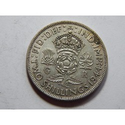 Anglie 2 Shillings 1944 Ag XF č25553