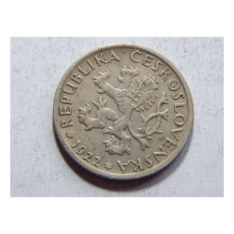 Československo 1 Koruna 1922 VF-XF č36609 Československo 1 Koruna 1922 VF-XF č36609