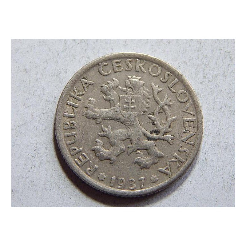 Československo 1 Koruna 1937 R XF č36565 Československo 1 Koruna 1937 R XF č36565
