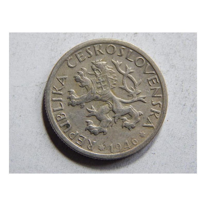 Československo 1 Koruna 1946 XF-UNC č30582 Československo 1 Koruna 1946 XF-UNC č30582