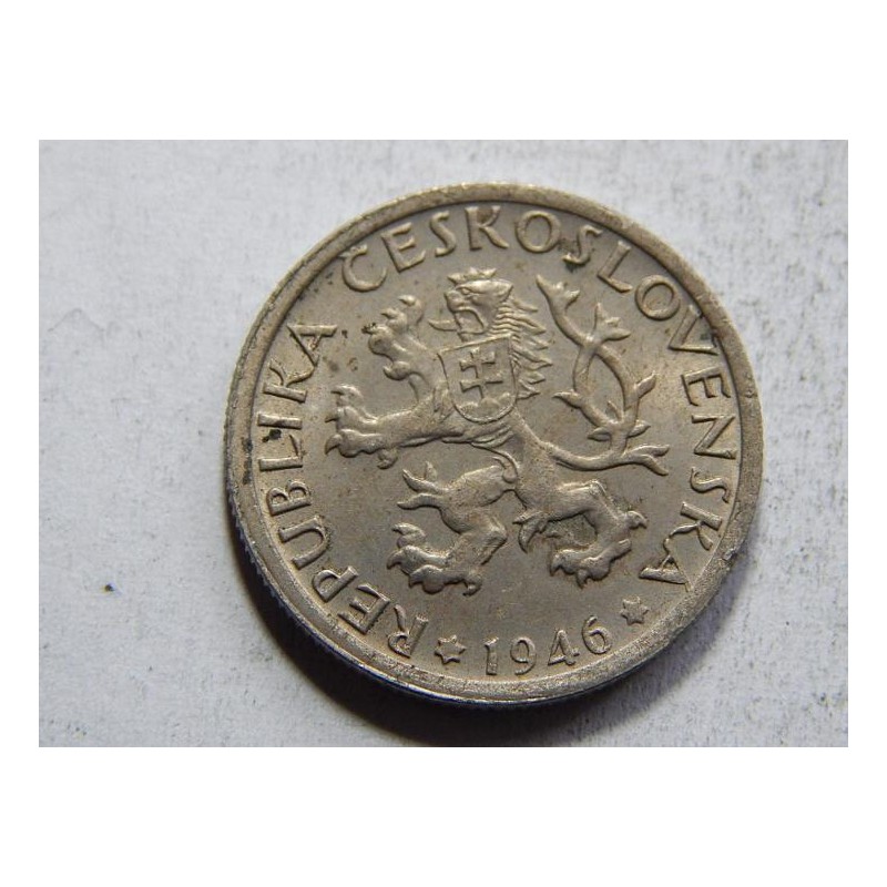 Československo 1 Koruna 1946 XF-UNC č30362 Československo 1 Koruna 1946 XF-UNC č30362