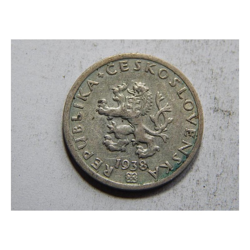 Československo 20 Haléřů 1938 R XF-UNC č31487 Československo 20 Haléřů 1938 R XF-UNC č31487