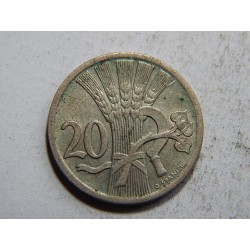 Československo 20 Haléřů 1938 R XF-UNC č31487 