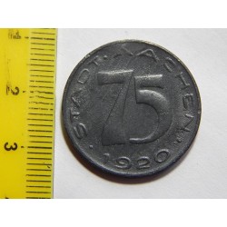 Německo Aachen 75 Pfennig 1920 XF-UNC č37829