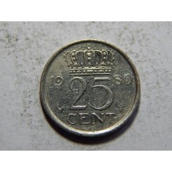 Nizozemí 25 Cents 1980 XF č05649   