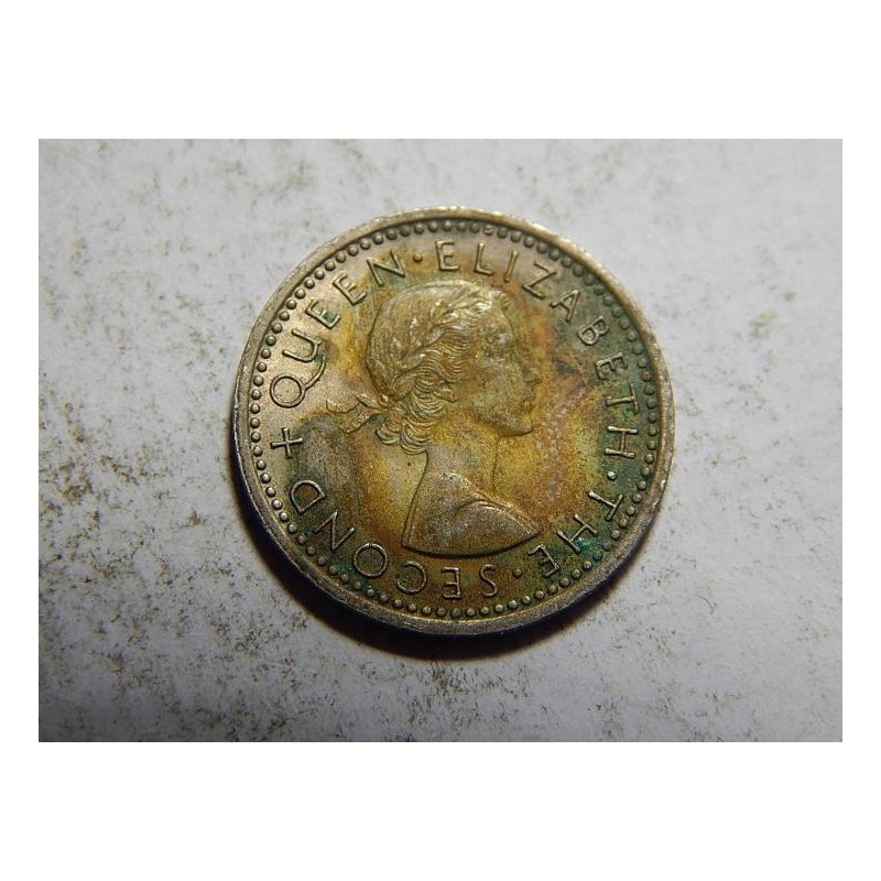 New Zealand 3 Pence 1958 XF č05915 New Zealand 3 Pence 1958 XF č05915