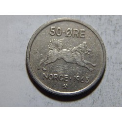Norsko 50 Øre 1963 XF č38095 