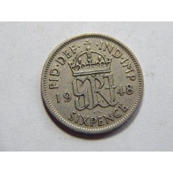 Anglie 6 Pence 1948 XF č30200