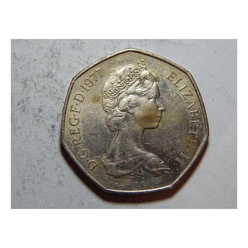Anglie 50 Pence 1977 XF-UNC č32078 Anglie 50 Pence 1977 XF-UNC č32078