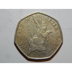Anglie 50 Pence 2017 Peter rabbit XF-UNC č31611