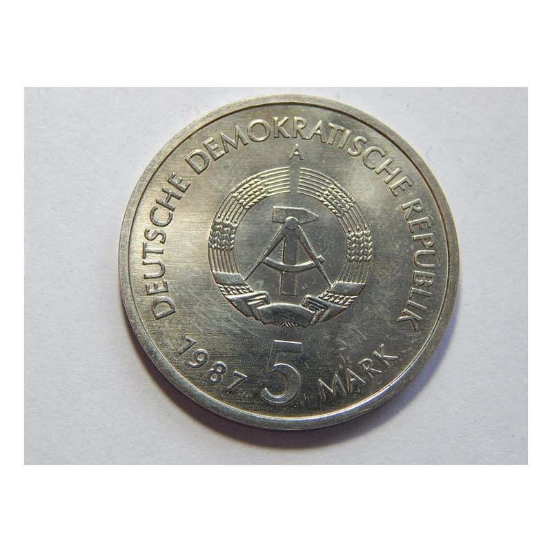 Německo DDR 5 Mark 1987 A Nikolai Viertel UNC č32095 Německo DDR 5 Mark 1987 A Nikolai Viertel UNC č32095