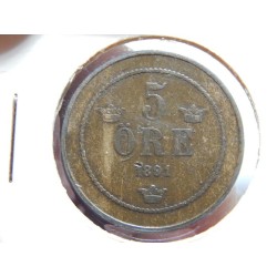 Sweden 5 Öre 1881 RR VF č00653