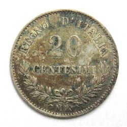 Italie 20 Centesimi 1863 M BN Ag XF č00021