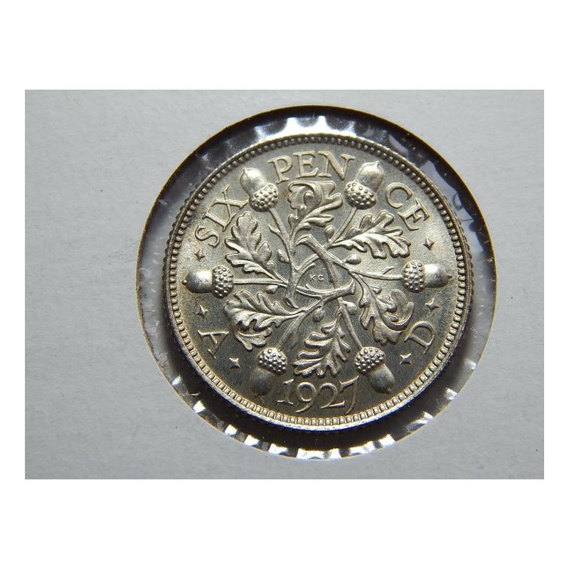 Anglie 6 Pence 1927 žaludy RRR!!! BU č00009 Anglie 6 Pence 1927 žaludy RRR!!! BU č00009