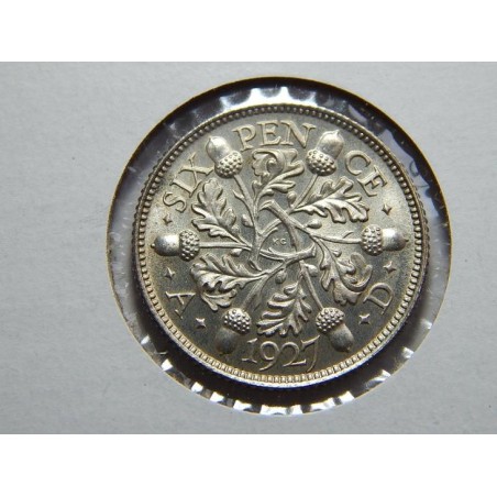 Anglie 6 Pence 1927 žaludy RRR!!! BU č00009   