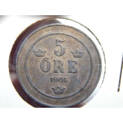 Sweden 5 Öre 1905 RR XF-UNC č00667