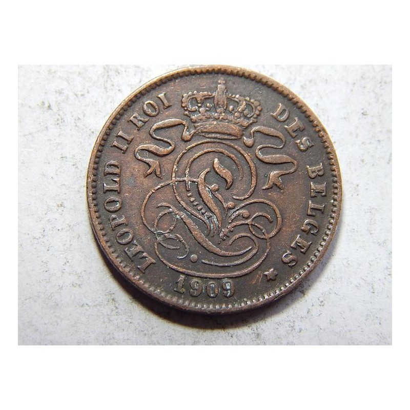 Belgie F. legenda 2 Centimes 1909 XF č38429 Belgie F. legenda 2 Centimes 1909 XF č38429
