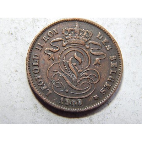 Belgie F. legenda 2 Centimes 1909 XF č38429
